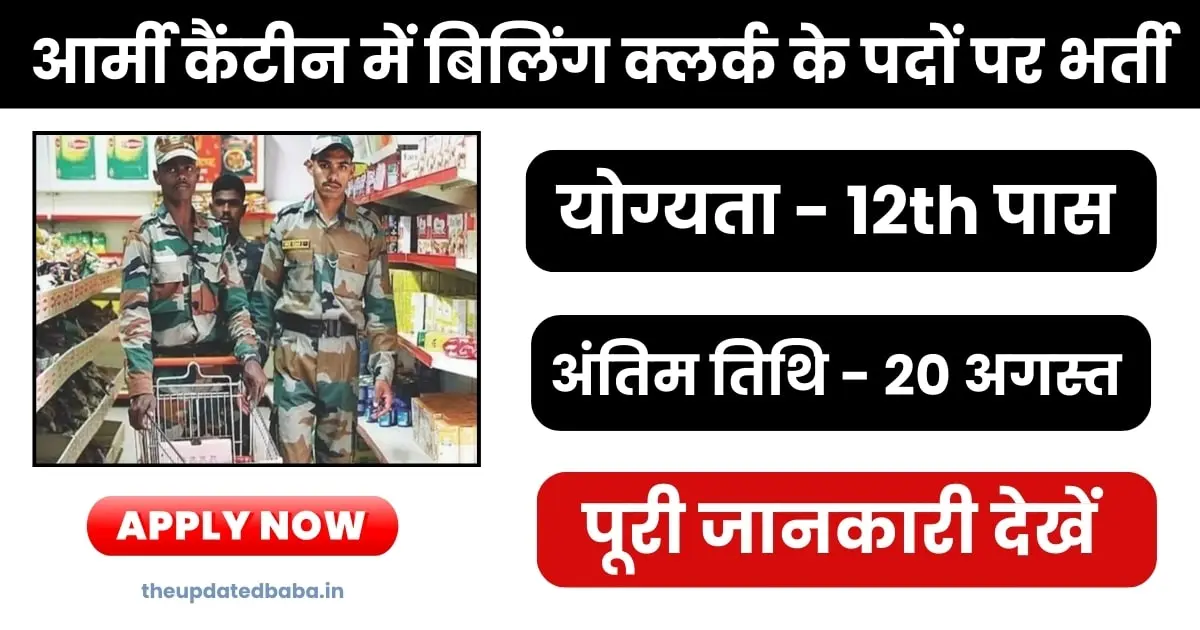 Army Canteen Clerk Vacancy Notification