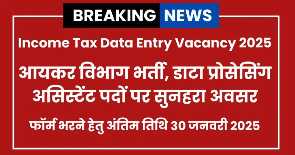 Income Tax Data Entry Vacancy 2025